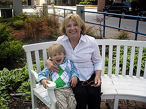 g_c_moms_day_bench_s Chillin' on the bench in the park outside our apartment... on a chilly Mother's Day