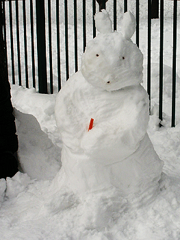 Our snowbunny complete with carrot and cereal eyes and nose